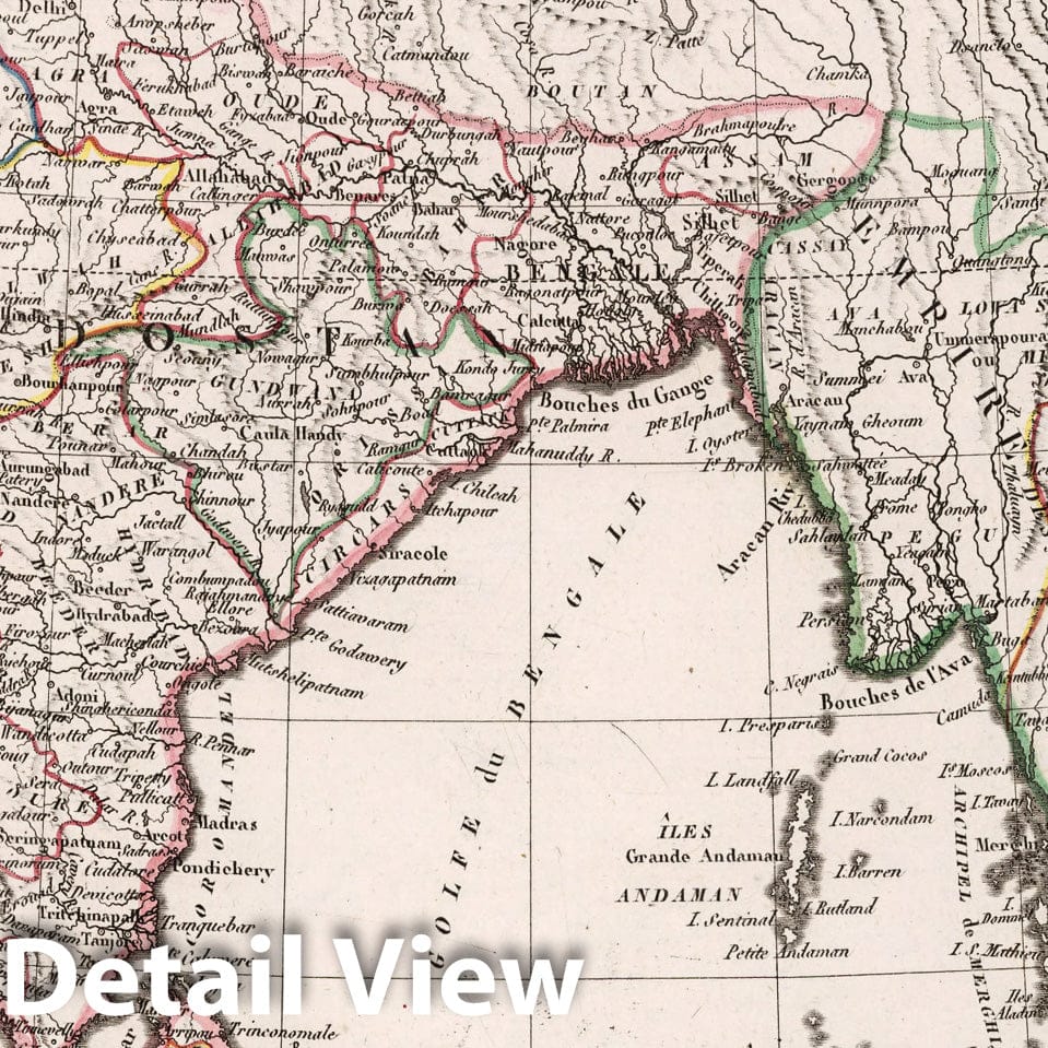 Historic Map : India, South AsiaInde en deca et au de la du Gange. 1812 , Vintage Wall Art