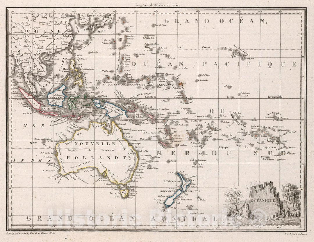 Historic Map : World Atlas Map, Oceanique. 1812 - Vintage Wall Art