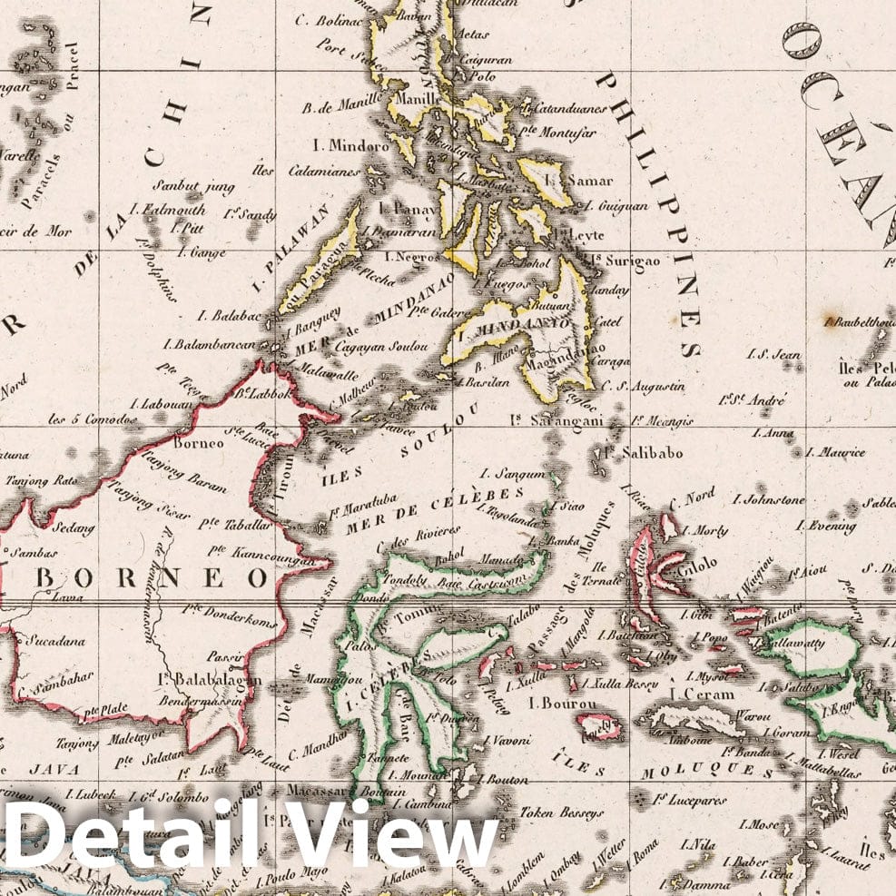 Historic Map : World Atlas Map, Oceanique Occidentale. 1812 - Vintage Wall Art