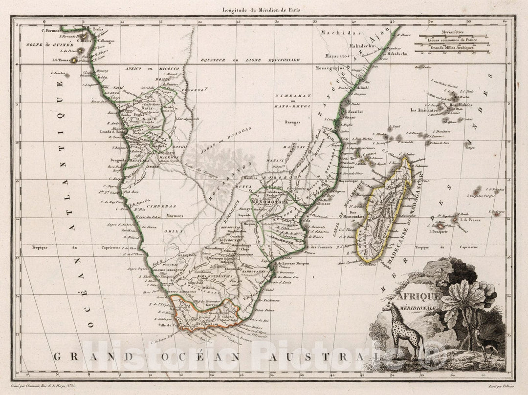 Historic Map : Madagascar, , AfricaAfrique Meridionale. 1812 , Vintage Wall Art