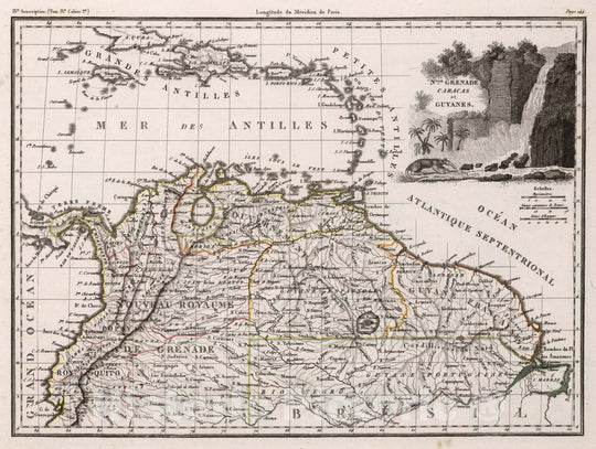 Historic Map : Colombia,Nlle. Grenade Caracas et Guyanes. 1812 , Vintage Wall Art