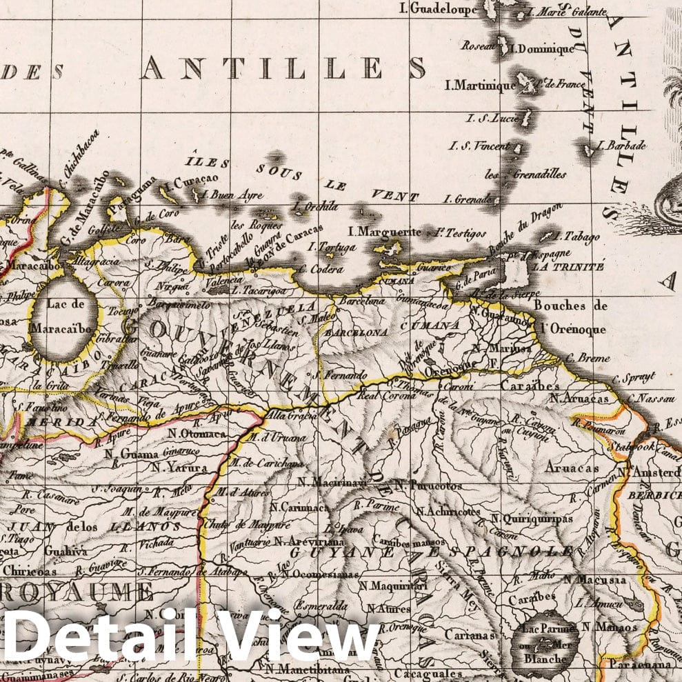 Historic Map : Colombia,Nlle. Grenade Caracas et Guyanes. 1812 , Vintage Wall Art