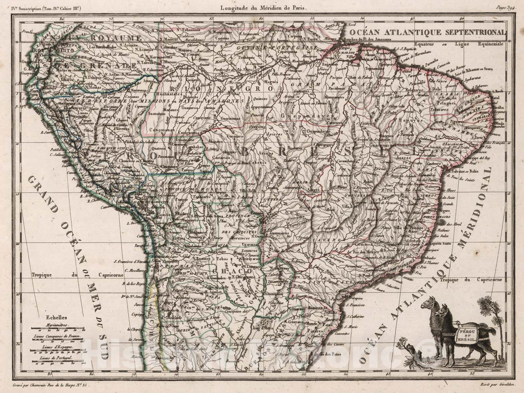 Historic Map : Brazil,Perou et Bresil. 1812 , Vintage Wall Art