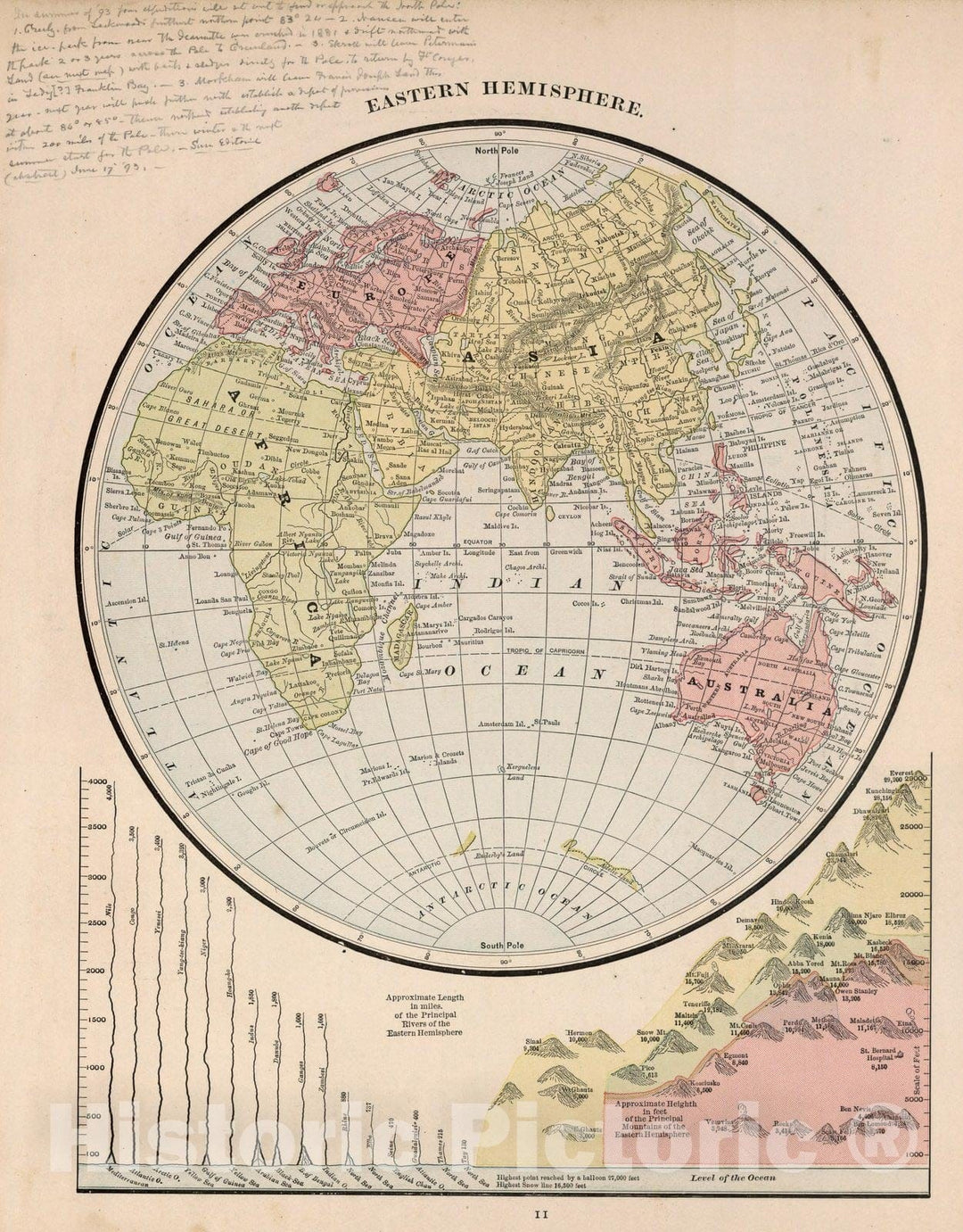 Historic Map : World Atlas Map, Eastern Hemisphere. 1882 - Vintage Wall Art