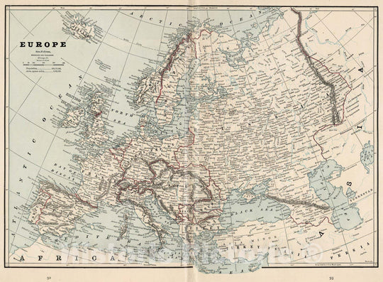 Historic Map : World Atlas Map, Europe. 1882 v1