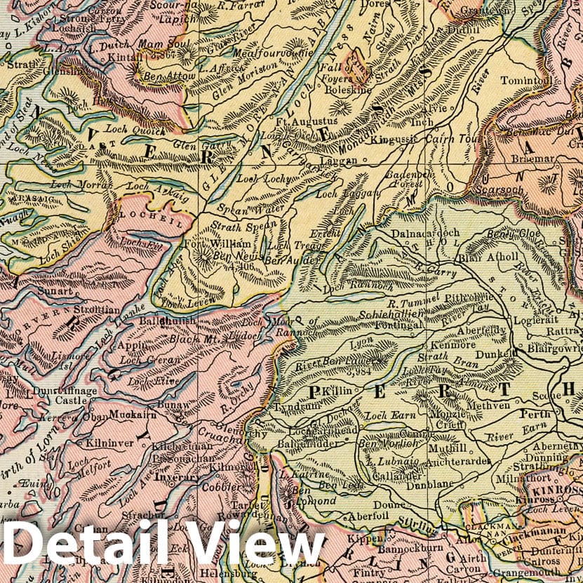 Historic Map : World Atlas Map, Scotland. 1882 - Vintage Wall Art