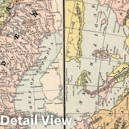 Historic Map : World Atlas Map, Europe in the Time of Napoleon I. Sweden and Norway. 1882 - Vintage Wall Art