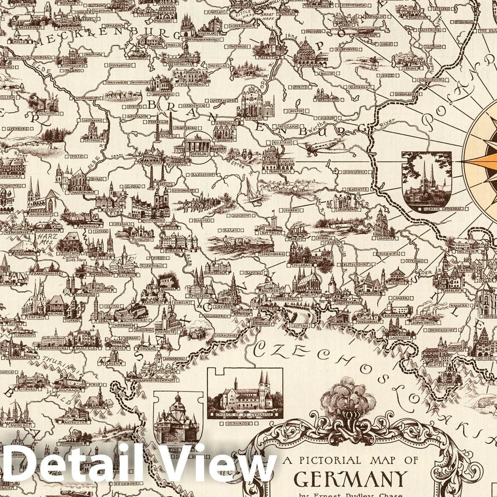 Historic Map : A Pictorial Map of Germany, 1935 - Vintage Wall Art