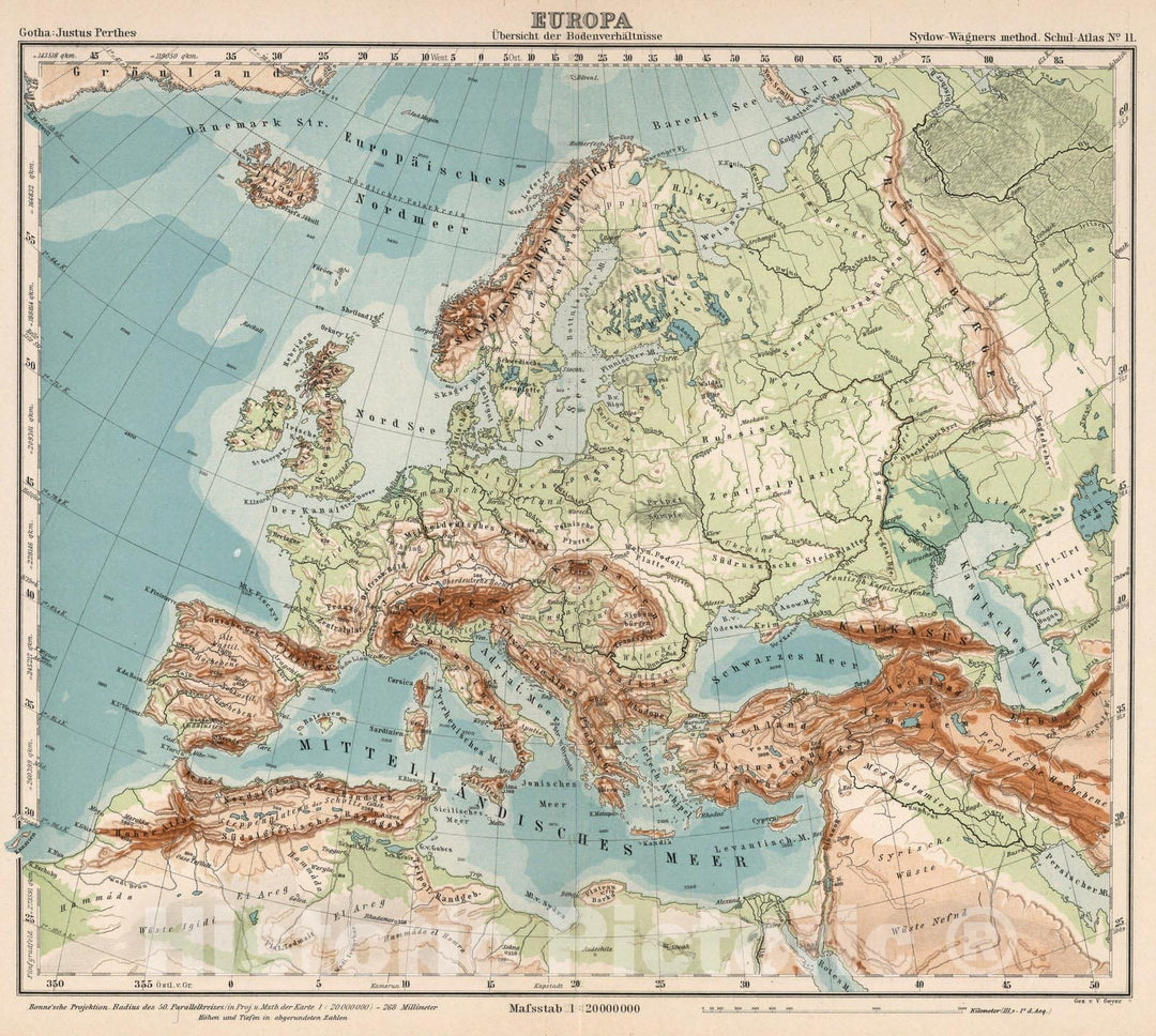 Historic Map : Mediterranean, EuropeNo. 11. Europa. 1902 , Vintage Wall Art