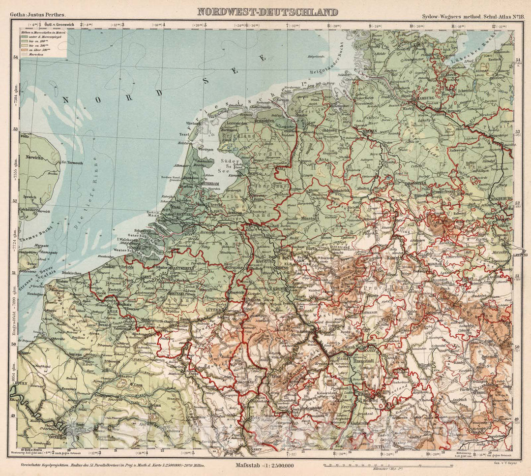 Historic Map : Netherlands,No. 18. Nordwest-Deutschland. 1902 , Vintage Wall Art