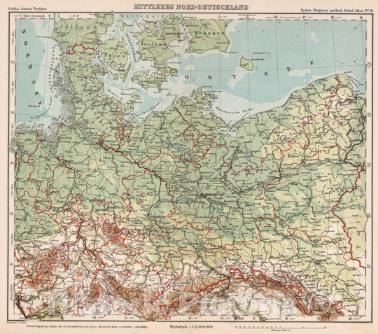 Historic Map : Germany,No. 19. Mittleres Nord-Deutschland. 1902 , Vintage Wall Art