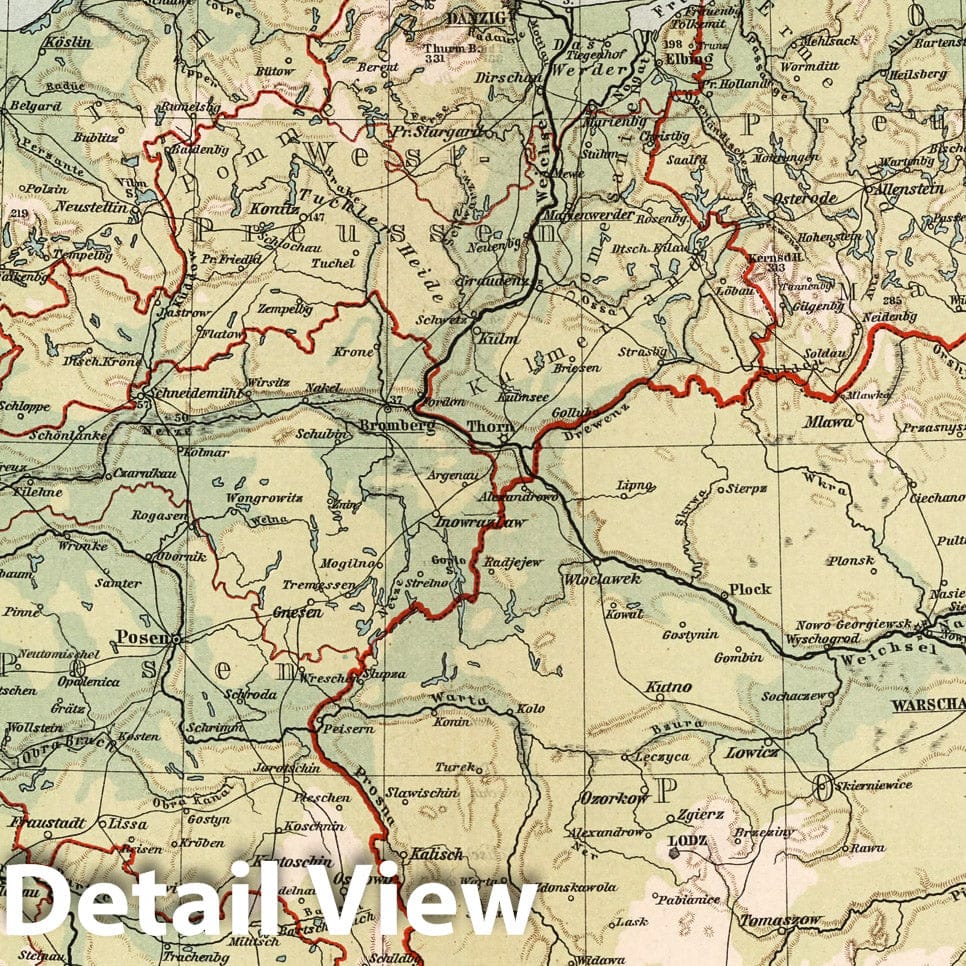 Historic Wall Map : Poland,No. 20. Nordost-Deutschland. 1902 , Vintage Wall Art