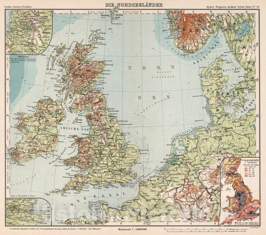 Historic Map : England, North SeaNo. 30. Die Nordseelander. 1902 , Vintage Wall Art