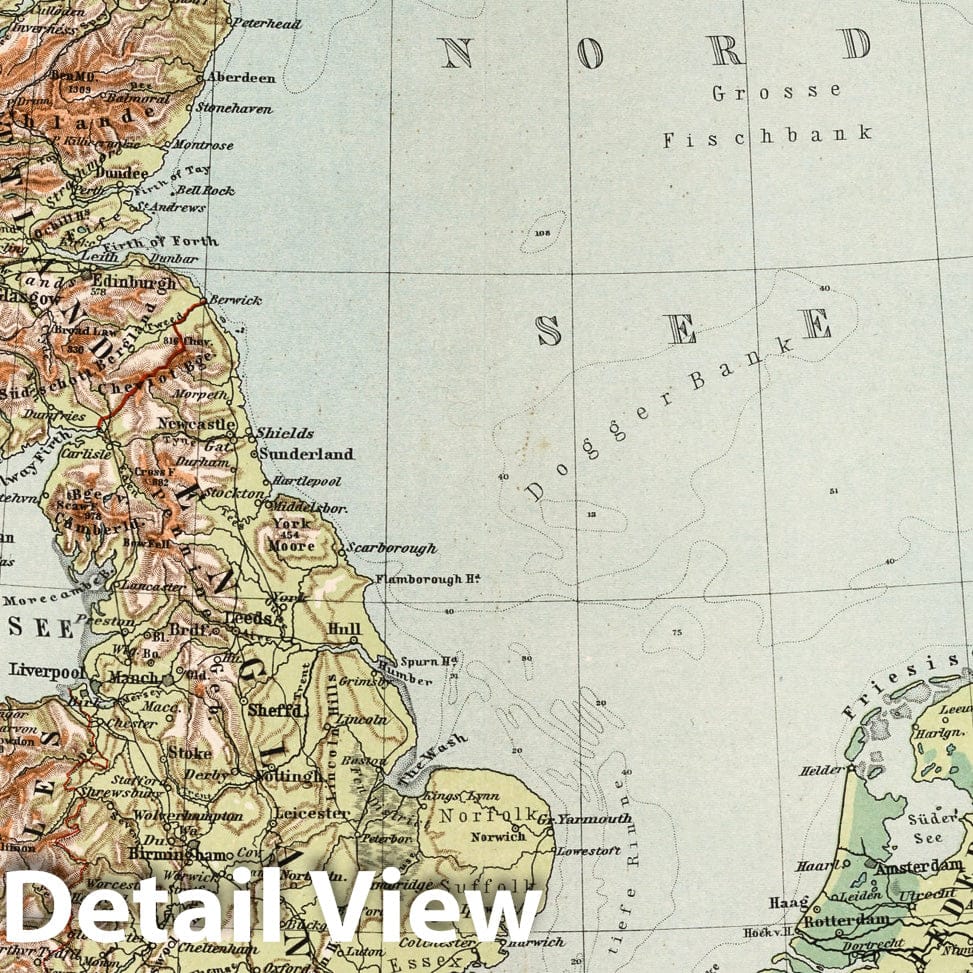 Historic Map : England, North SeaNo. 30. Die Nordseelander. 1902 , Vintage Wall Art