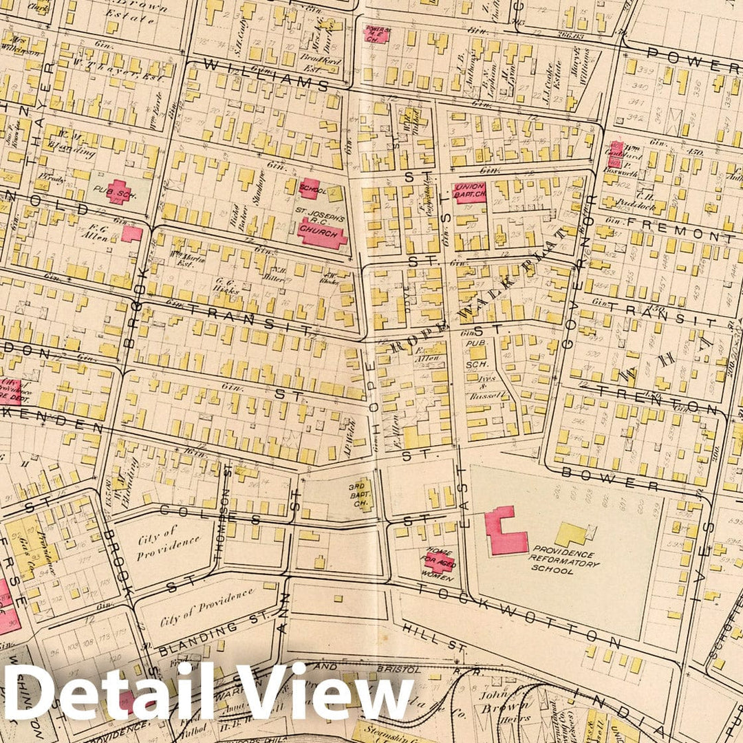 Historic Map : Providence (R.I.), City Atlas Map, Plate 1. Part of Ward 3, Providence. 1882 - Vintage Wall Art