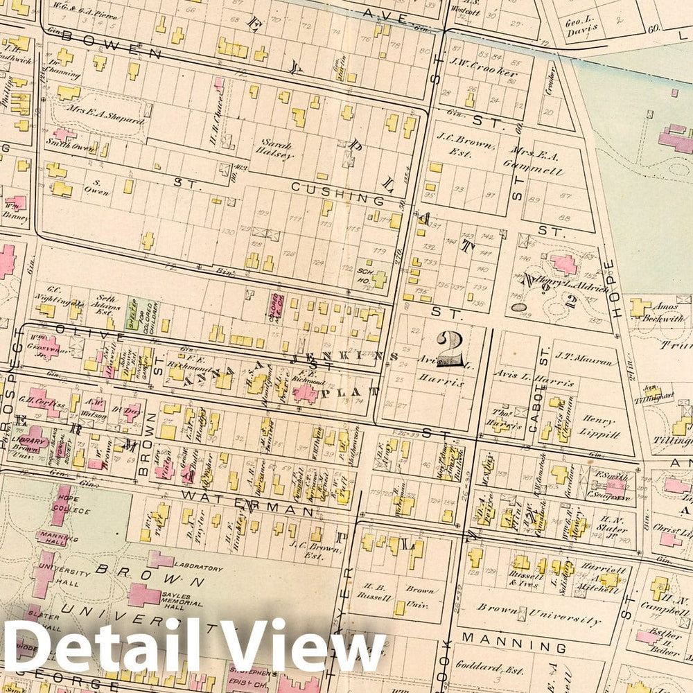 Historic Map : Providence (R.I.), City Atlas Map, Plate 2. Parts of Wards 1,2, 3, Providence. 1882 - Vintage Wall Art