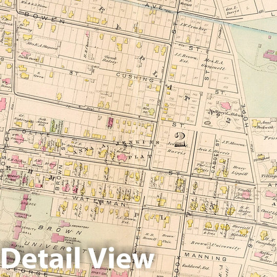 Historic Map : Providence (R.I.), City Atlas Map, Plate 2. Parts of Wards 1,2, 3, Providence. 1882 - Vintage Wall Art