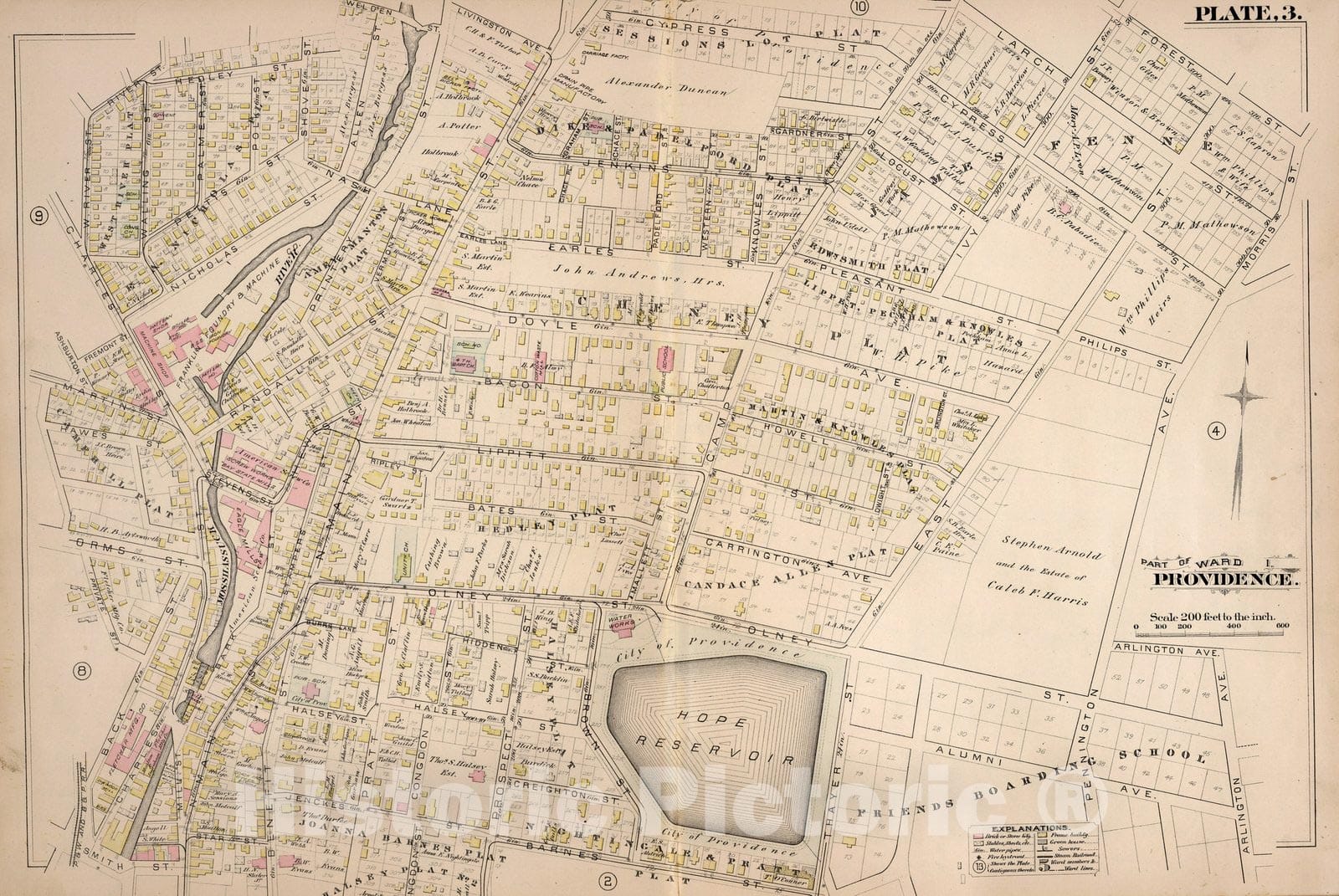 Historic Wall Map : Providence (R.I.), City Atlas Map, Plate 3. Part of Ward 1, Providence. 1882 - Vintage Wall Art