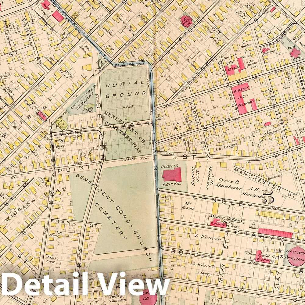 Historic Map : Providence (R.I.), City Atlas Map, Plate 6. Parts of Wards 5, 6, 8, Providence. 1882 - Vintage Wall Art