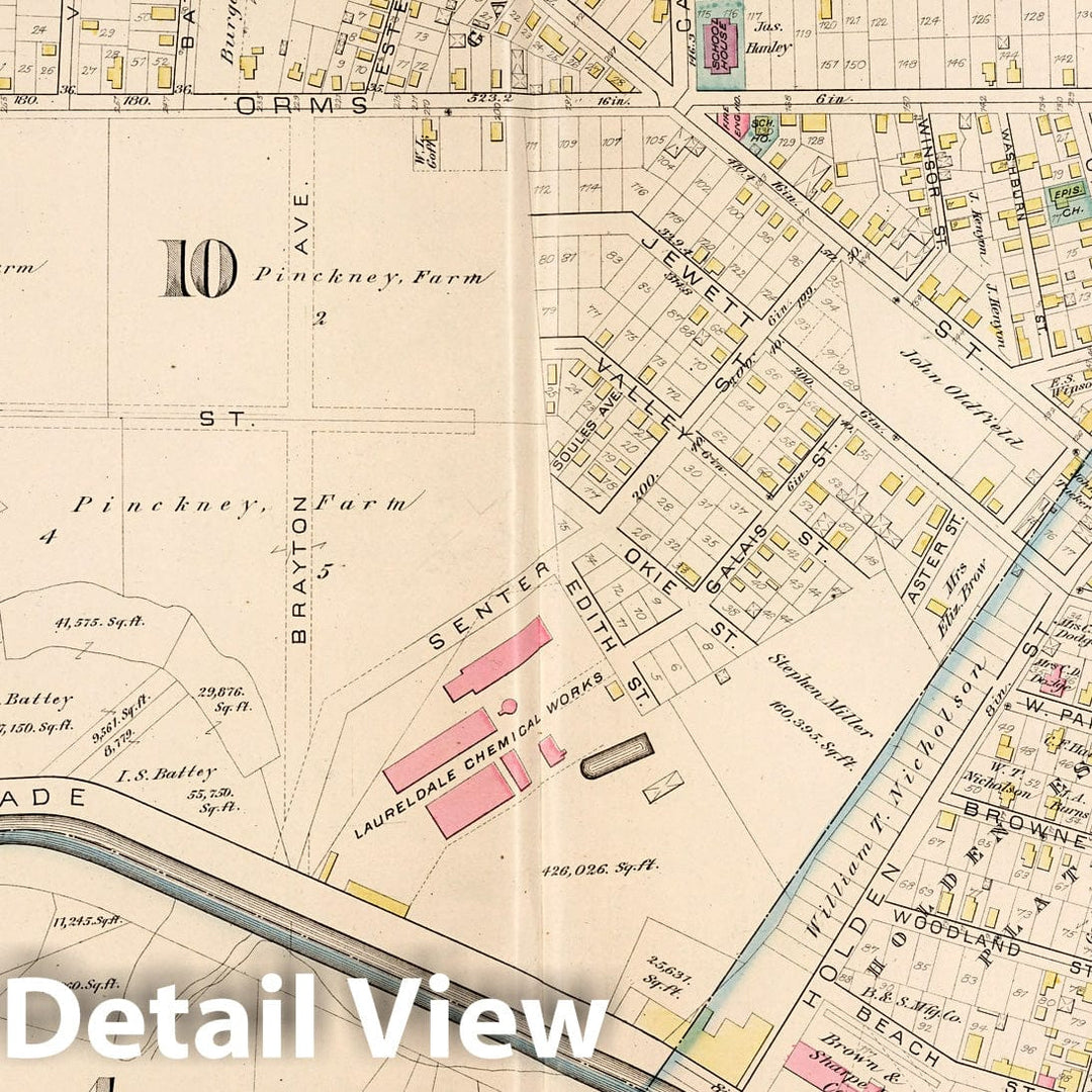 Historic Map : Providence (R.I.), City Atlas Map, Plate 8. Parts of Wards 1, 4, 7, 8. 1882 - Vintage Wall Art