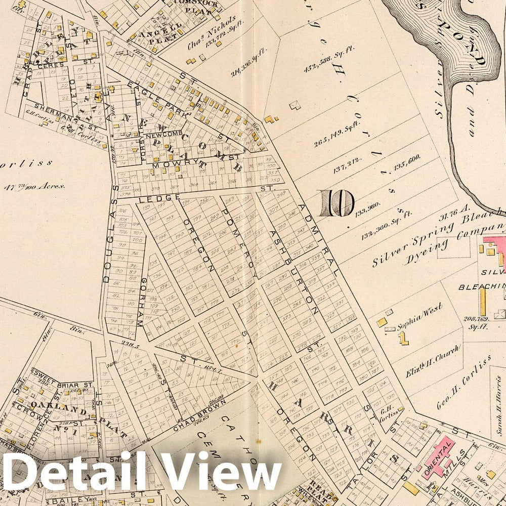 Historic Map : Providence (R.I.), City Atlas Map, Plate 9. Parts of Wards 1 & 10. 1882 - Vintage Wall Art