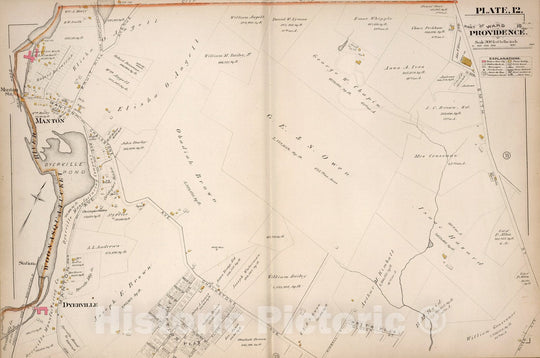 Historic Map : Providence (R.I.), City Atlas Map, Plate 12. Part of Ward 10, Providence. 1882 - Vintage Wall Art