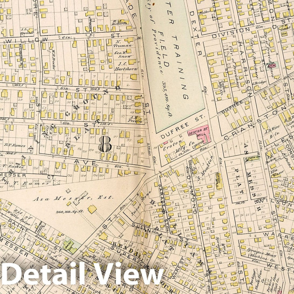 Historic Map : Providence (R.I.), City Atlas Map, Plate 15. Parts of Wards 6, 7, 8, Providence. 1882 - Vintage Wall Art