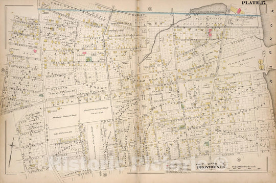 Historic Map : Providence (R.I.), City Atlas Map, Plate 17. Part of Ward 9, Providence. 1882 - Vintage Wall Art