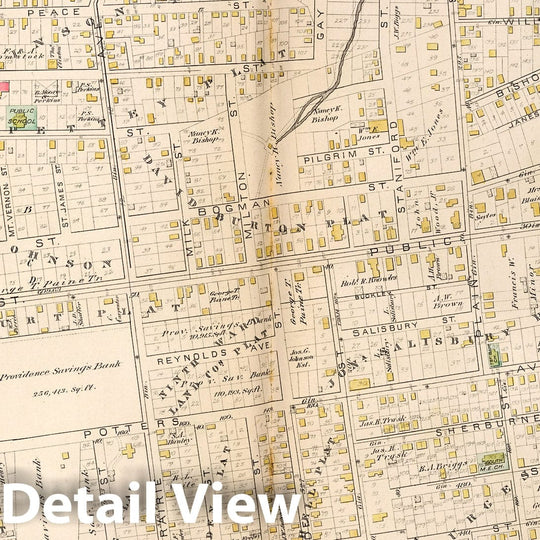 Historic Map : Providence (R.I.), City Atlas Map, Plate 17. Part of Ward 9, Providence. 1882 - Vintage Wall Art