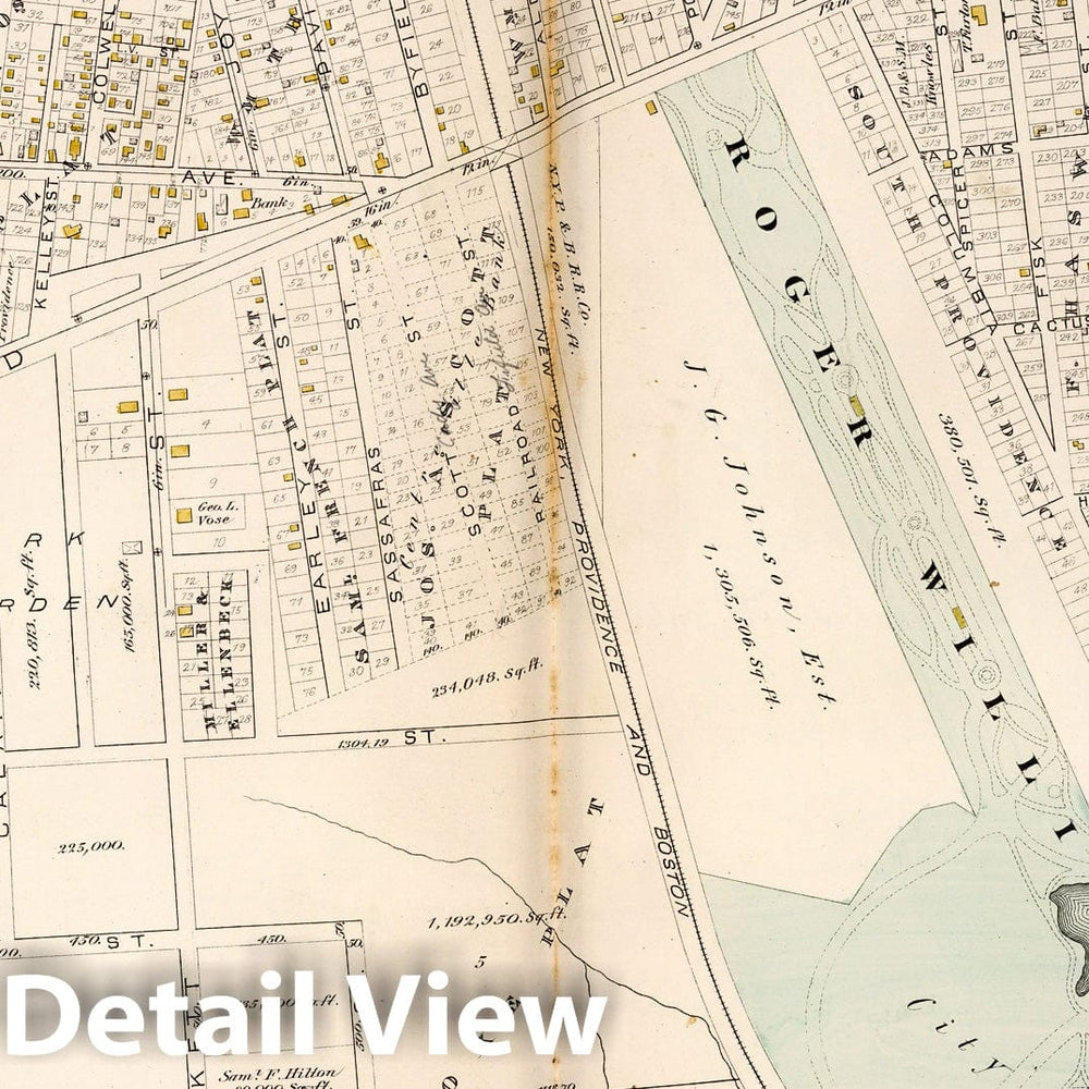 Historic Map : Providence (R.I.), City Atlas Map, Plate 19. Part of Ward 9, Providence. 1882 - Vintage Wall Art