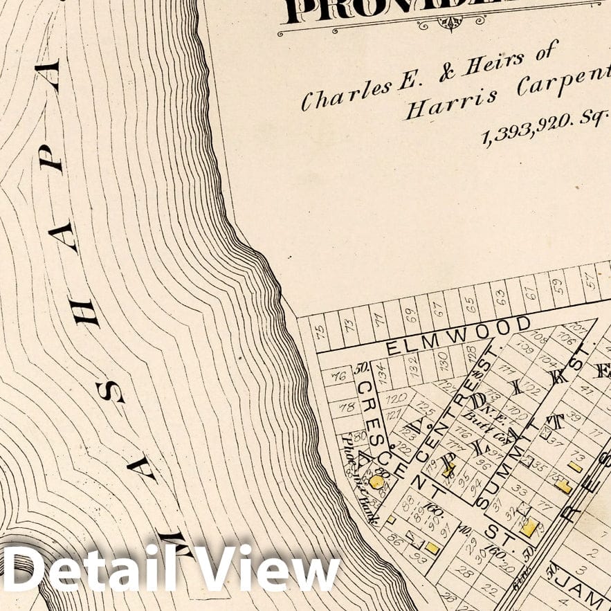 Historic Map : Providence (R.I.), City Atlas Map, Plate 20. Part of Ward 9, Providence. 1882 - Vintage Wall Art