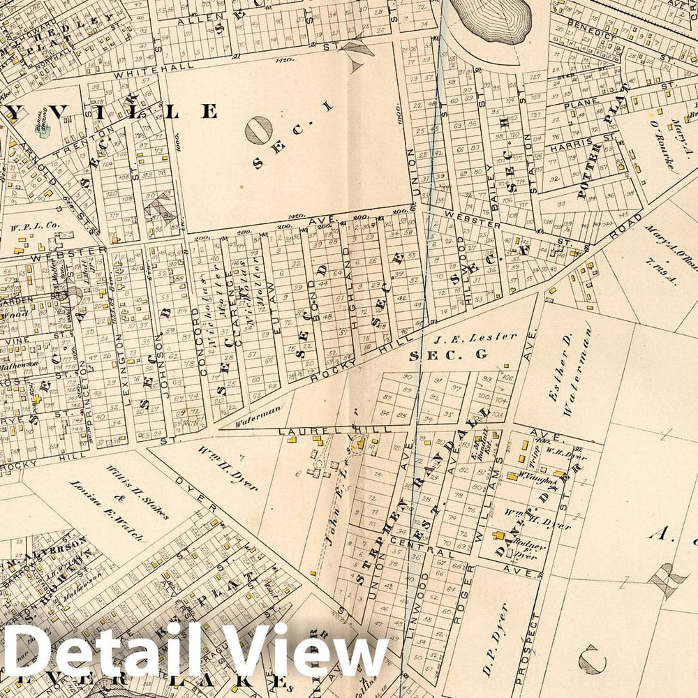 Historic Map : Providence (R.I.), City Atlas Map, Plate 38. Part of 8th Ward, Providence and Parts of the Towns Johnston & Cranston 1882 - Vintage Wall Art