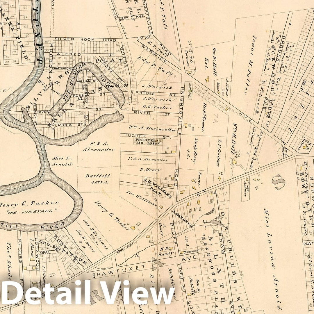 Historic Map : Warwick (R.I.), City Atlas Map, Plate 43. Parts of the Towns of Warwick, Kent Co. and Cranston, Prov. Co, R.I. 1882 - Vintage Wall Art