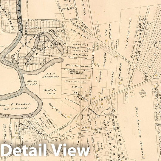 Historic Map : Warwick (R.I.), City Atlas Map, Plate 43. Parts of the Towns of Warwick, Kent Co. and Cranston, Prov. Co, R.I. 1882 - Vintage Wall Art