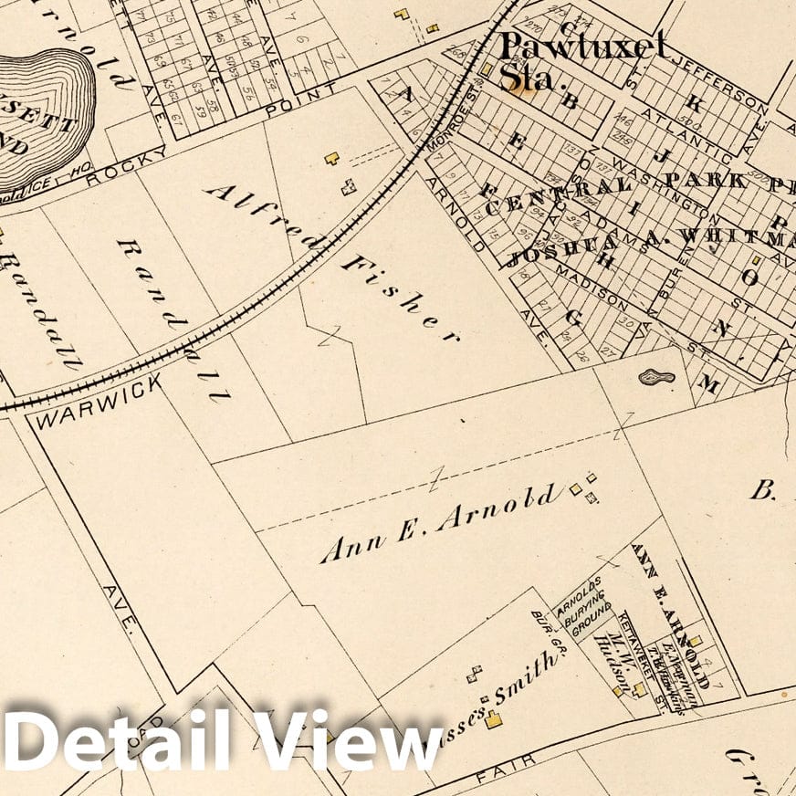 Historic Map : Warwick (R.I.), City Atlas Map, Plate 44. Part of Warwick, Kent Co, R.I. 1882 - Vintage Wall Art