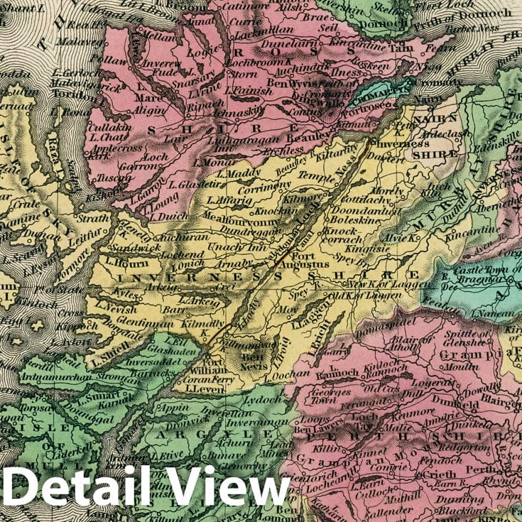 Historic Map : World Atlas Map, Scotland. 1833 - Vintage Wall Art