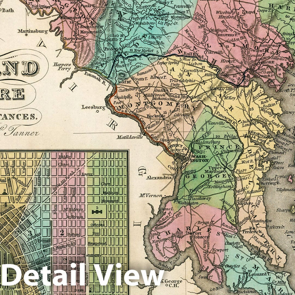 Historic Map : World Atlas Map, Maryland and Delaware. 1833 - Vintage Wall Art