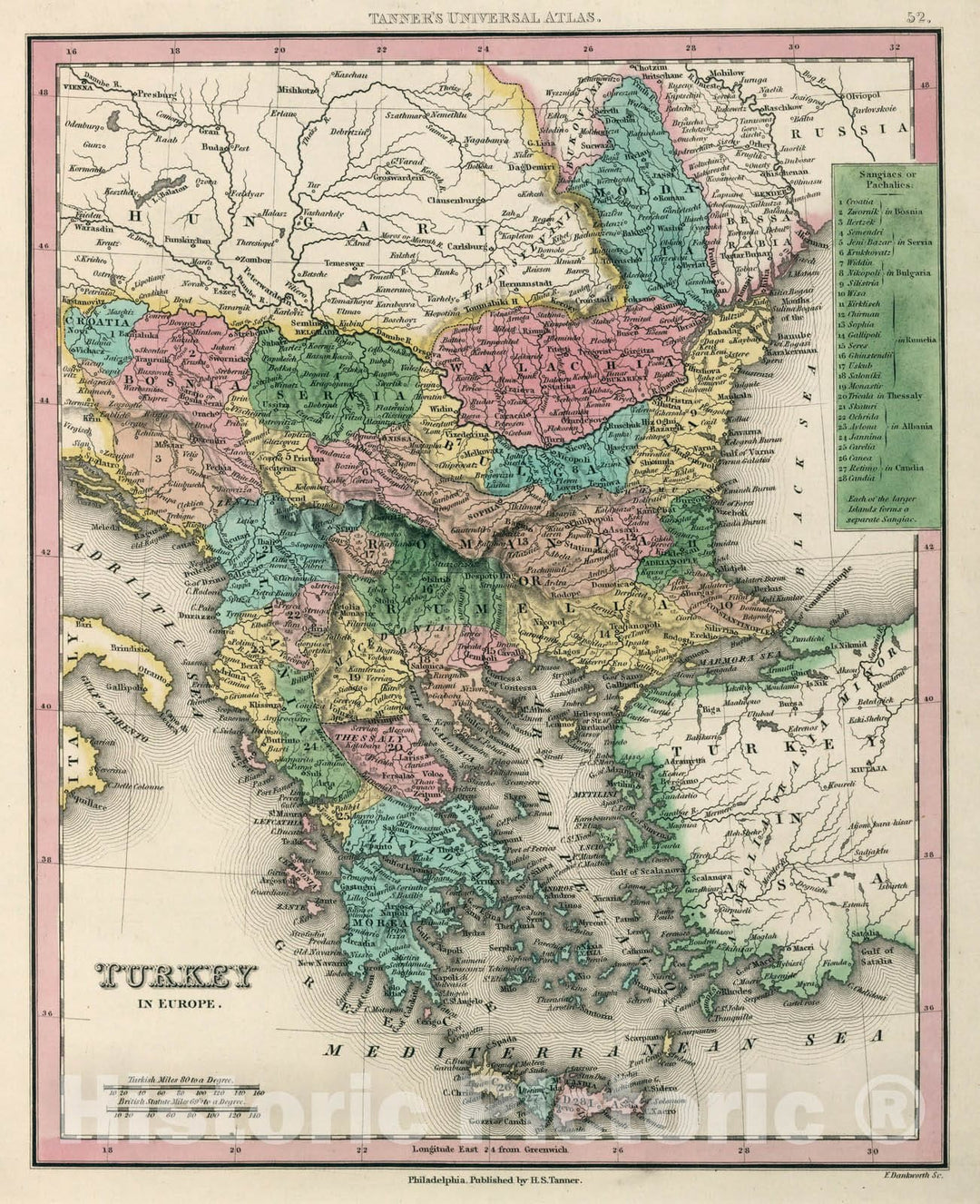 Historic Map : World Atlas Map, Turkey in Europe. 1833 - Vintage Wall Art