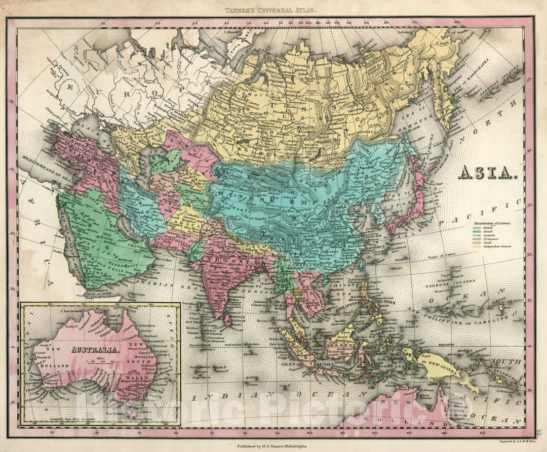 Historic Map : World Atlas Map, Asia. 1834 - Vintage Wall Art