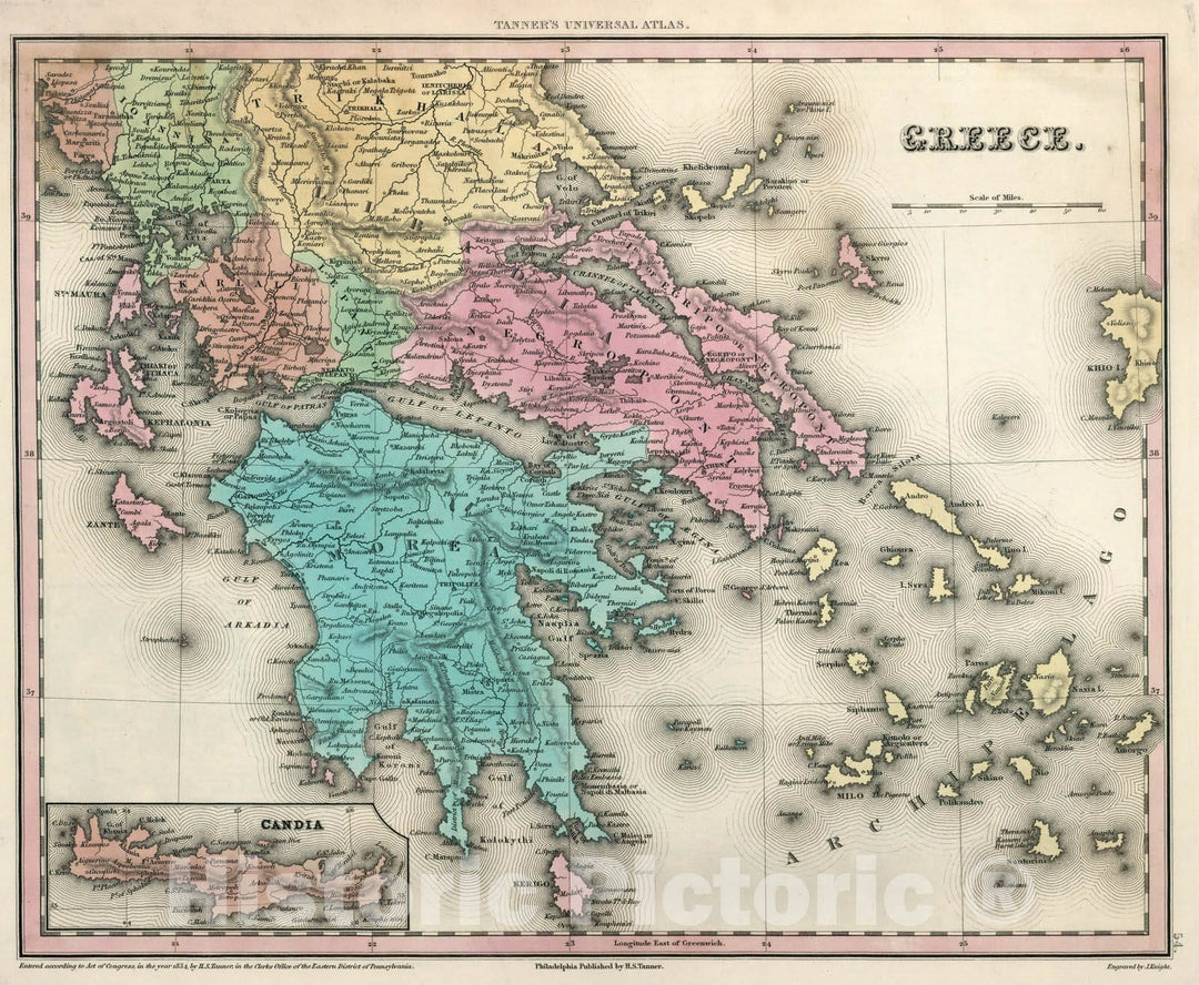 Historic Map : World Atlas Map, Greece. 1834 - Vintage Wall Art