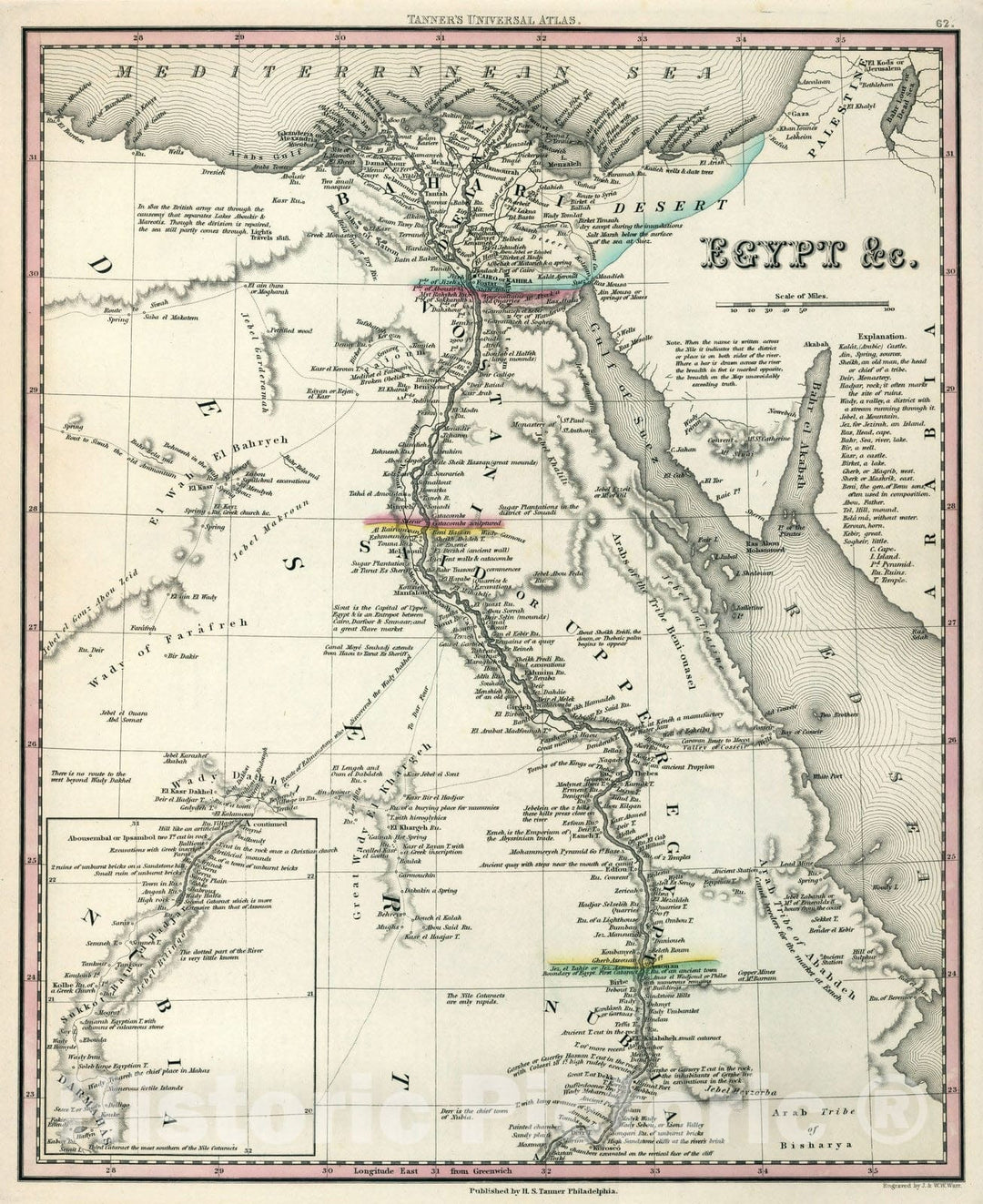 Historic Map : World Atlas Map, Egypt &c. 1834 - Vintage Wall Art