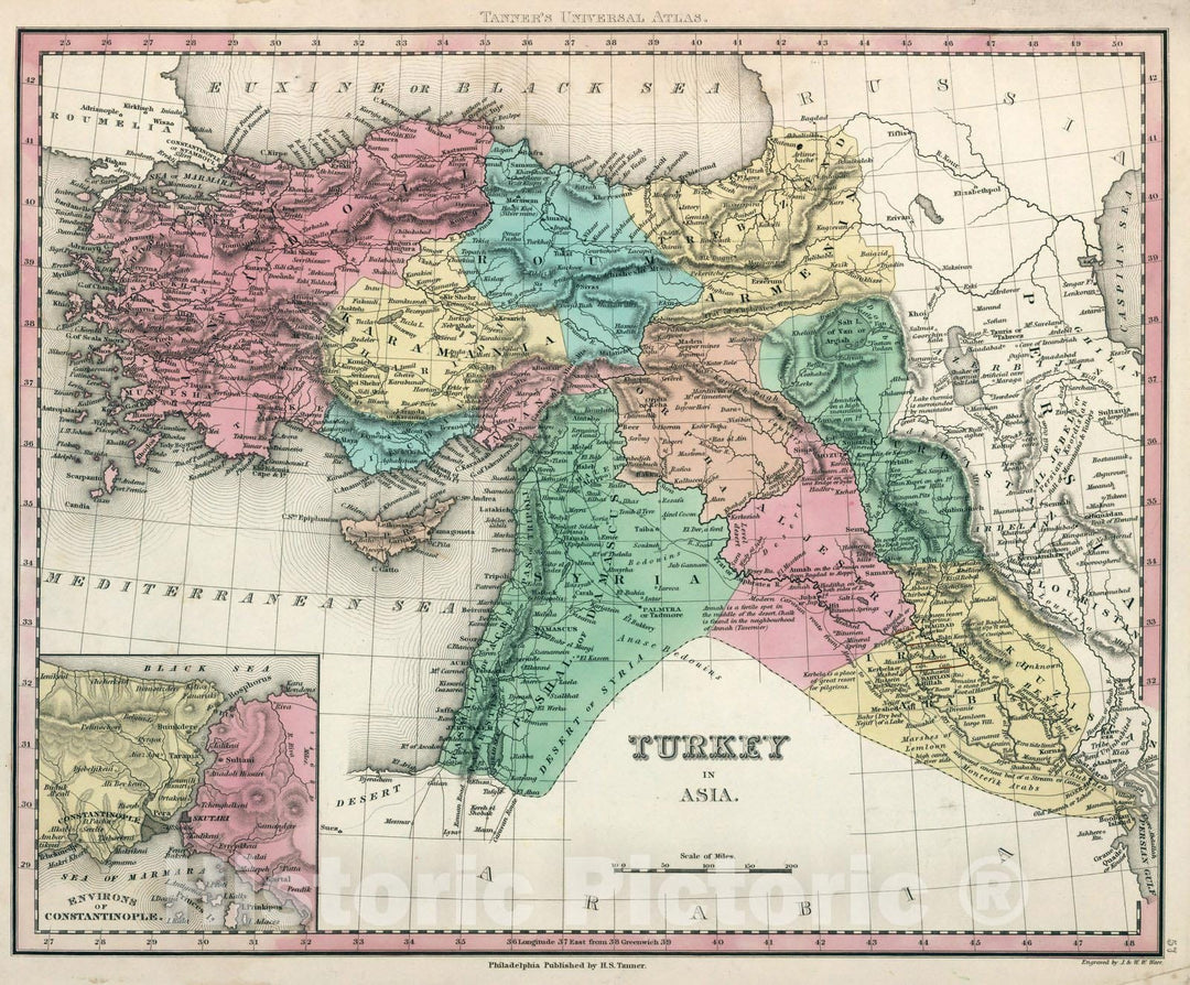 Historic Map : World Atlas Map, Turkey in Asia. 1834 - Vintage Wall Art