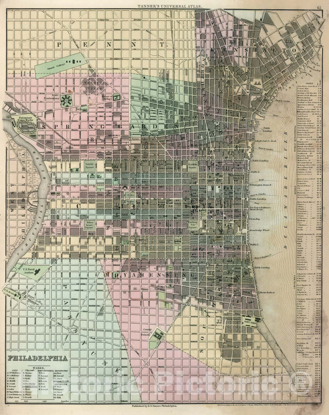 Historic Map : World Atlas Map, Philadelphia. 1836 - Vintage Wall Art