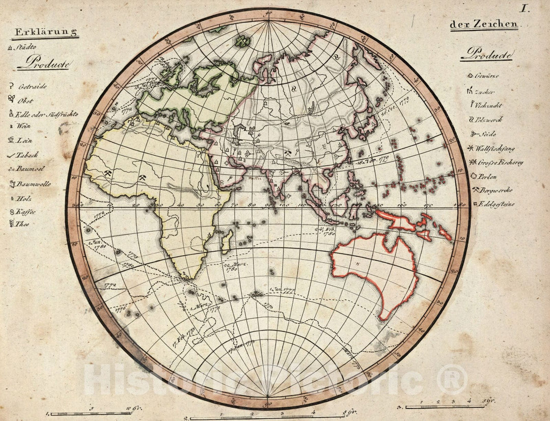 Historic Map : School Atlas Map, Eastern Hemisphere 1799 - Vintage Wall Art