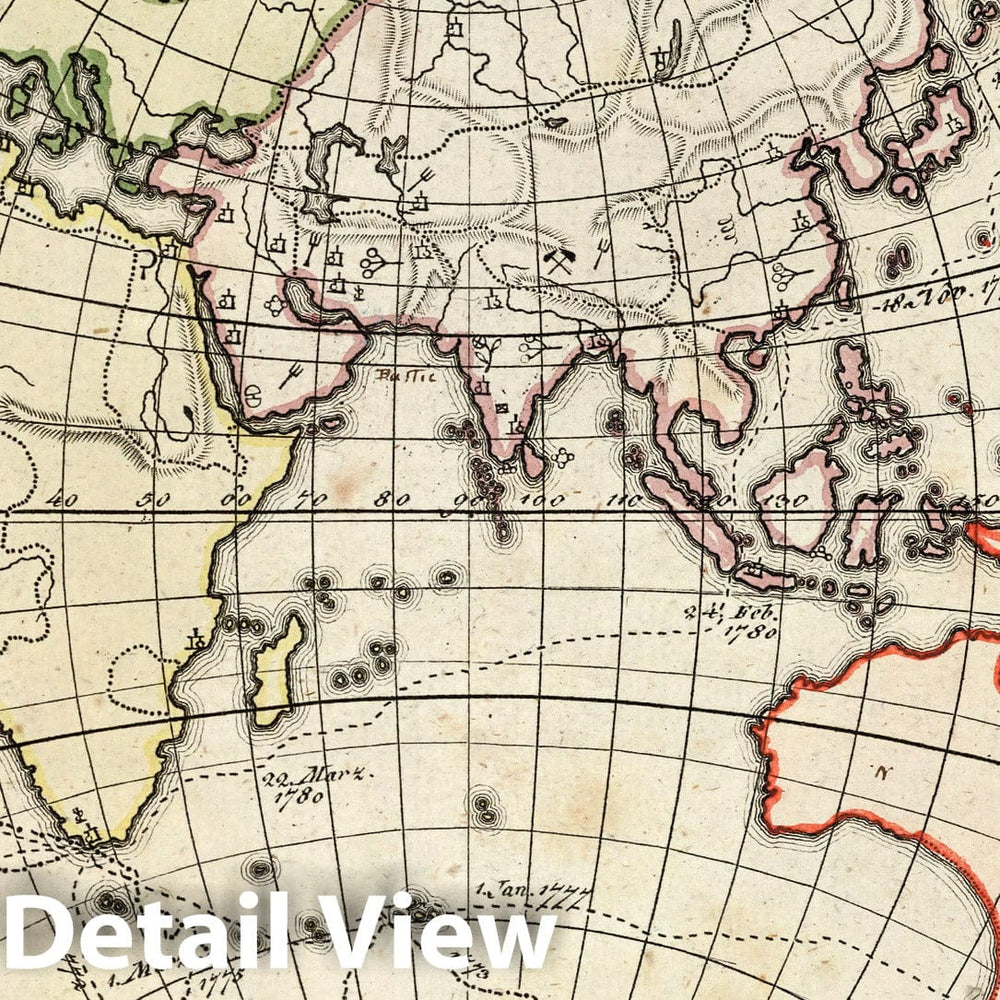 Historic Map : School Atlas Map, Eastern Hemisphere 1799 - Vintage Wall Art