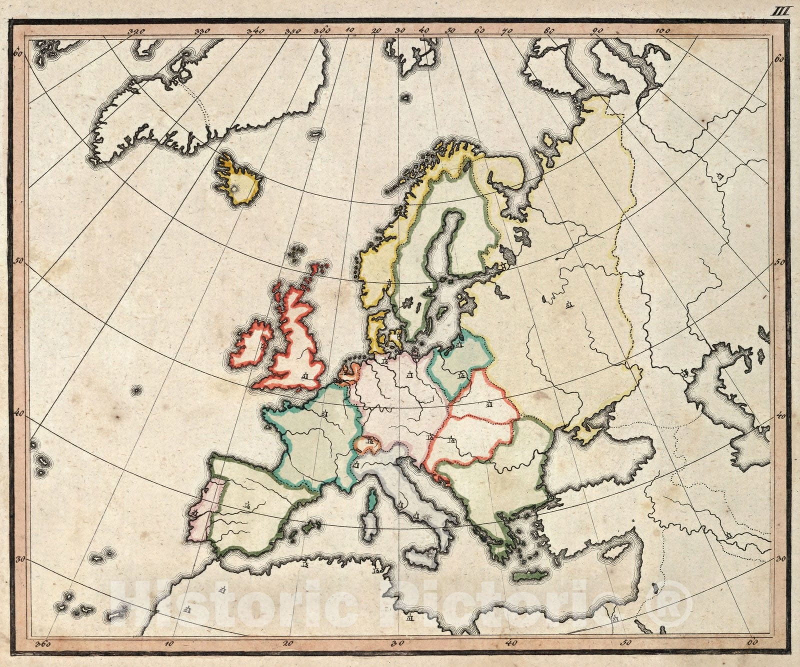 Historic Wall Map : School Atlas Map, Europe. 1799 v1