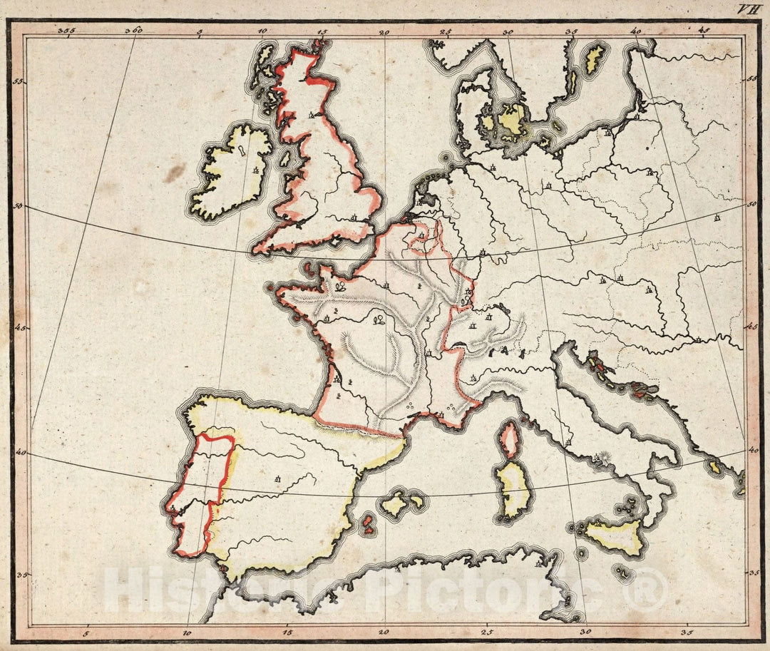 Historic Wall Map : School Atlas Map, Europe. 1799 v2