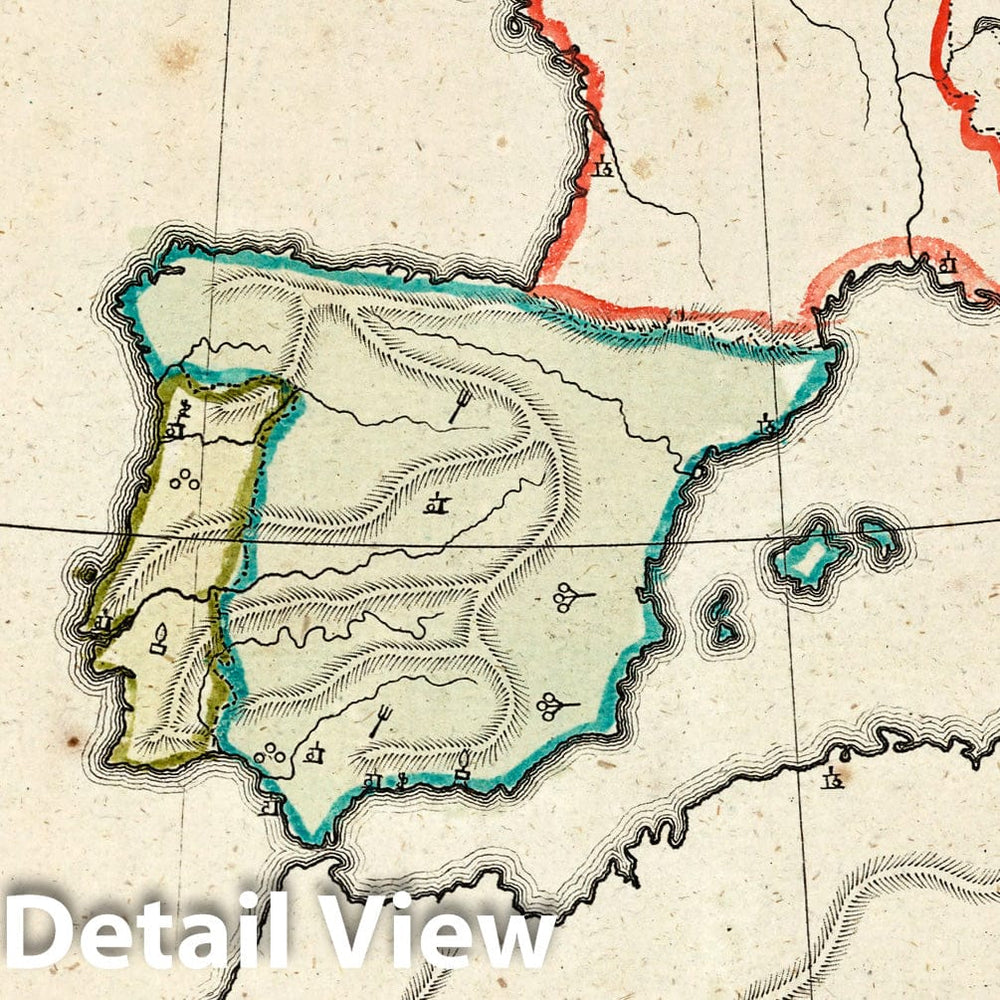 Historic Map : School Atlas Map, France, Spain and Portugal. 1799 - Vintage Wall Art