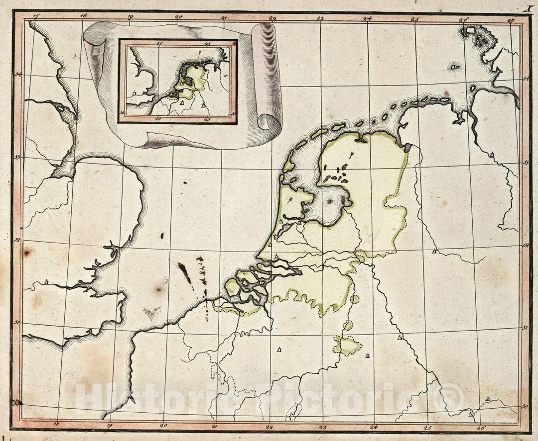 Historic Map : School Atlas Map, Netherlands. 1799 - Vintage Wall Art