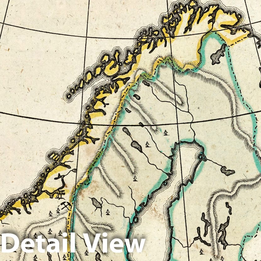 Historic Map : School Atlas Map, Norway, Sweden, and Denmark. 1799 - Vintage Wall Art